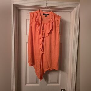 Orange Sleeveless Ruffle Blouse by Lena Woman